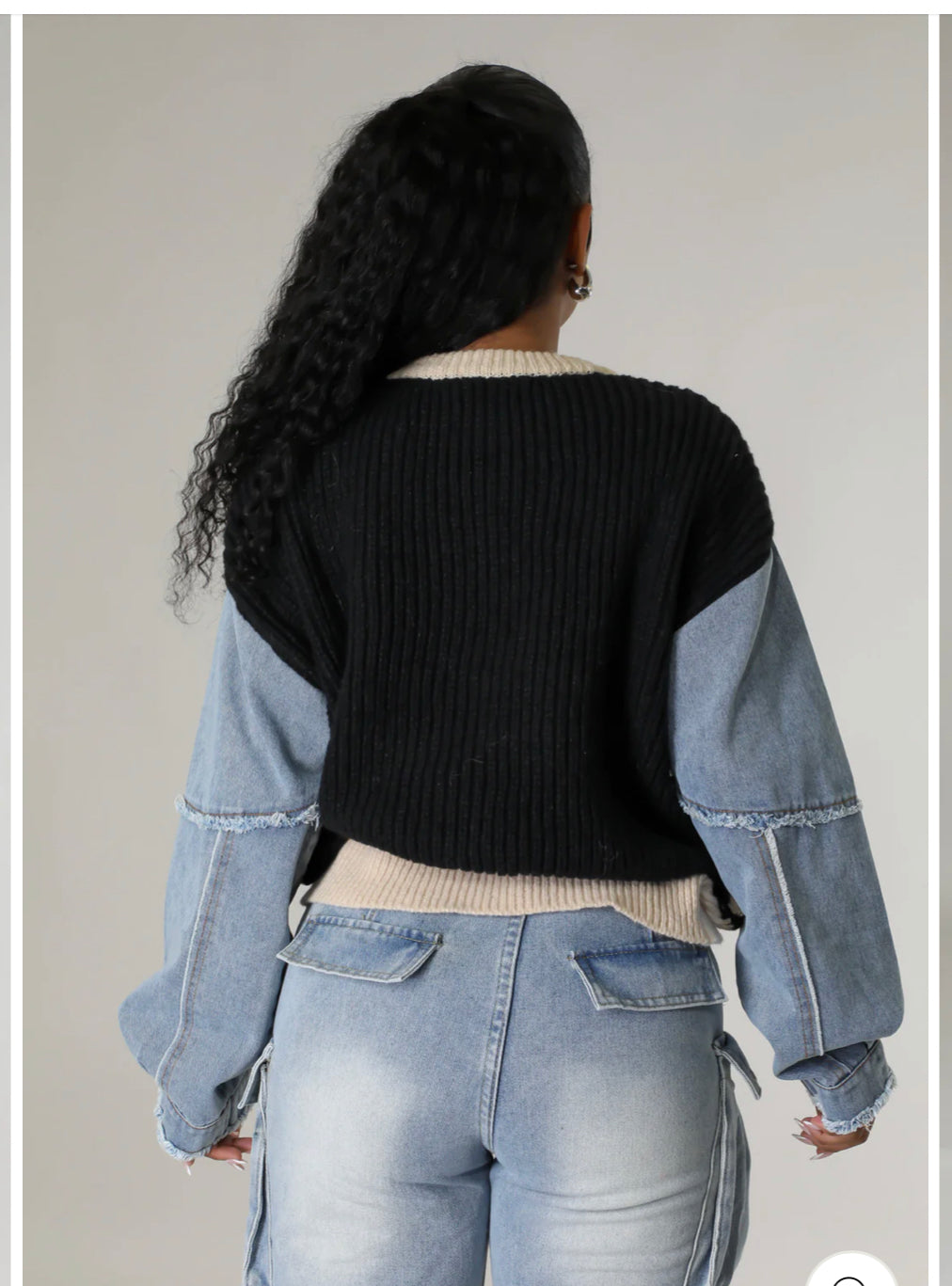 KELSEI DENIM LS KNIT TOP