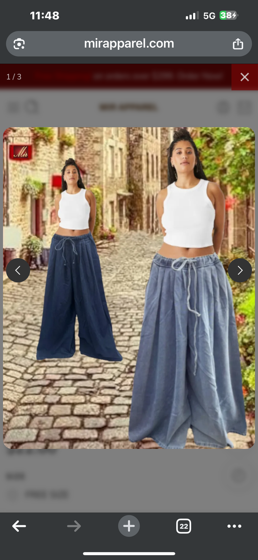 Denim Wide Leg Pants
