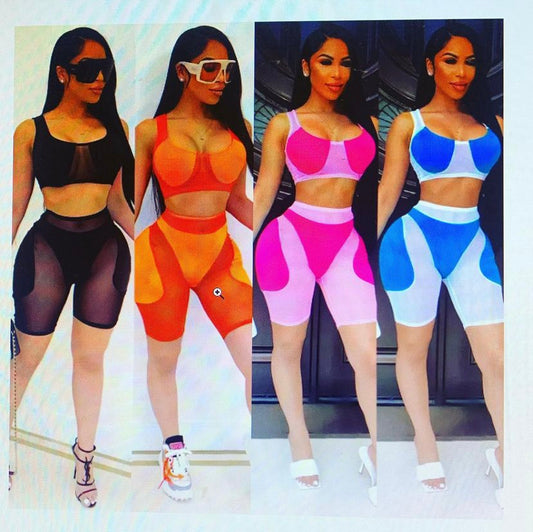 Mesh Cupped Top & Short Set