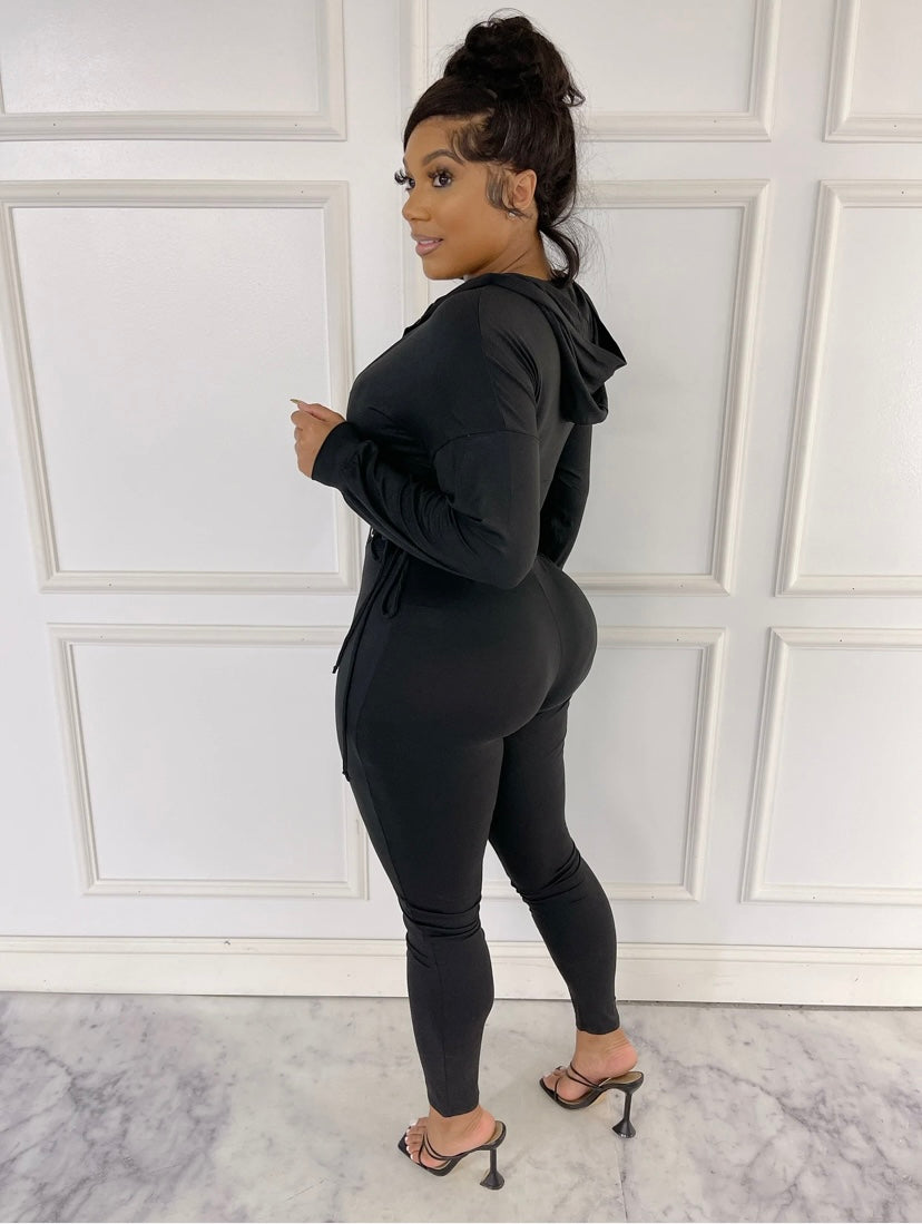 Zenara Laced Up Hoodie Jumpsuit
